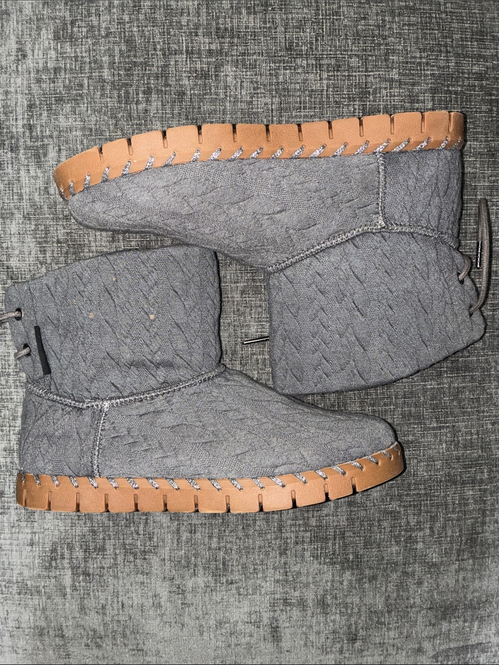 Women’sGrey Quilted Boot with Tan Sole - Comfortable Everyday Shoe